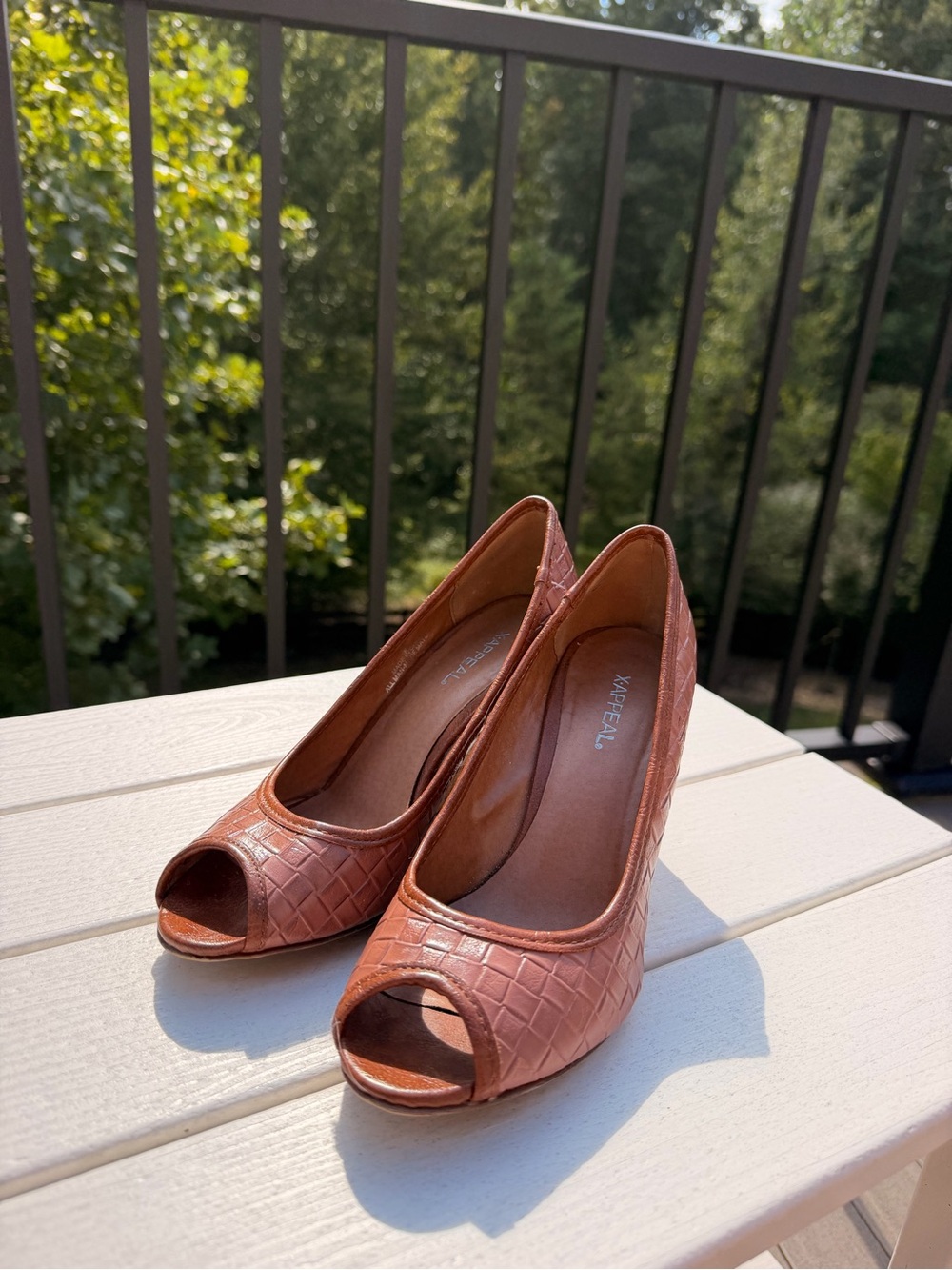 Wedge Peep-Toe Pumps in Brown by XAppeal
